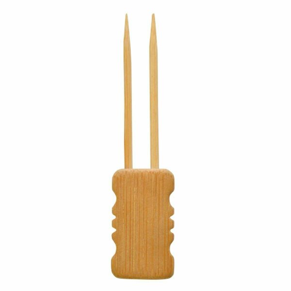 Packnwood 3.94 In. Mbola Double Prong Bamboo Skewer With Block End, 480PK 209BBMBOLA10